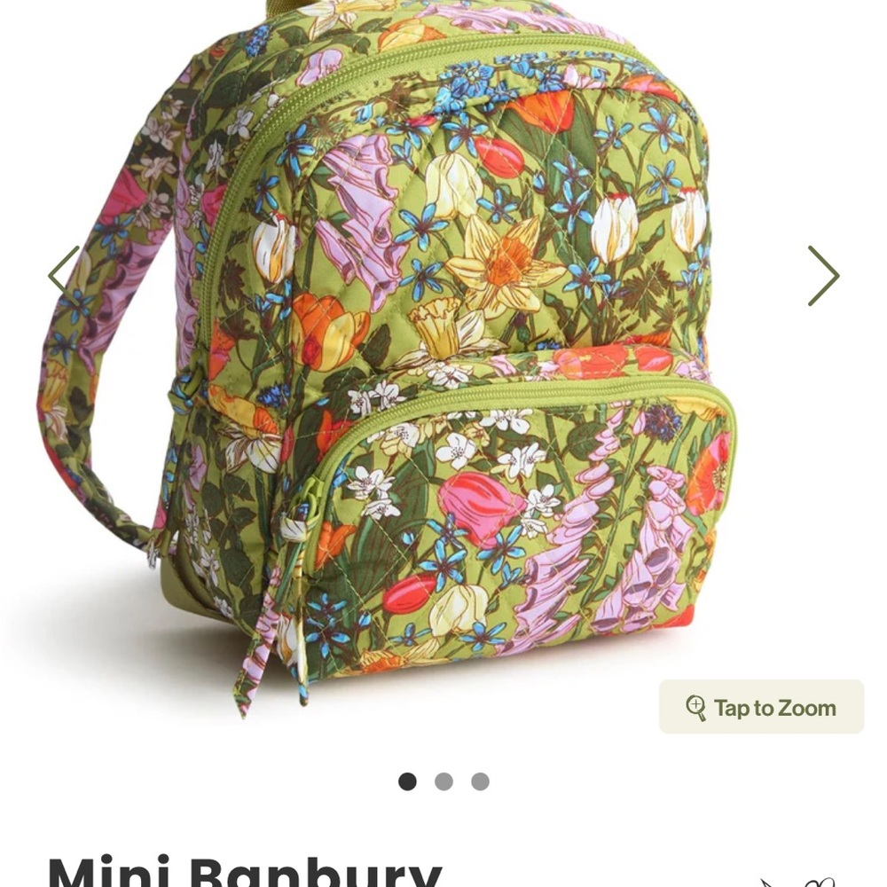 Vera Bradley Green and Pink Floral Backpack